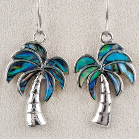 Wild Pearle Abalone Palm Tree Earrings