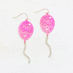 Fashion Pink Happy Birthday Balloon Dangle Earrings