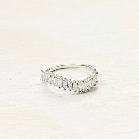 Sterling Silver CZ Wavy Ring