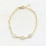 Sterling Silver Gold Plated CZ Disc Bracelet