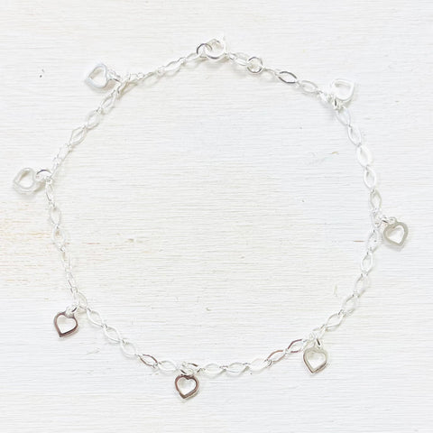 Sterling Silver Heart Anklet