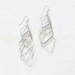 Fashion Silver Tone Multi Layered Rhombus Earrings
