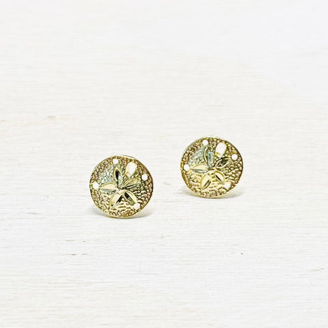 Sterling Silver Gold Plated Sand Dollar Studs