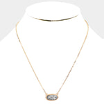 Fashion Gold Tone Grey Druzy Necklace Set