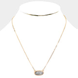 Fashion Gold Tone Grey Druzy Necklace Set