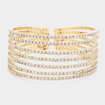 Fashion Gold Tone Layered Rhinestone Cuff