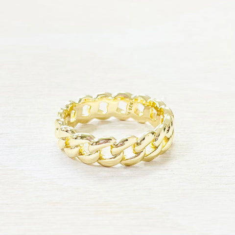Sterling Silver Gold Plated Chain Link Ring