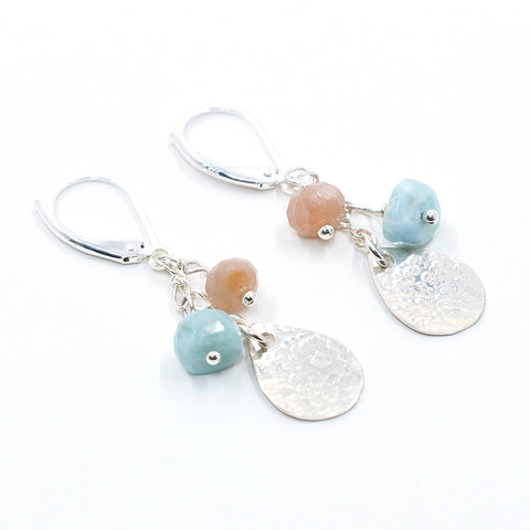 Sterling Silver Larimar and Moonstone Earrings
