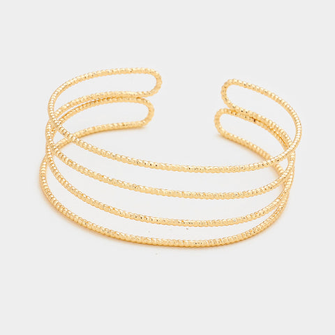 Fashion Gold Tone Layered Cuff