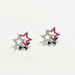 Fashion Red White & Blue Star Studs