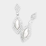 Fashion Silver Tone Marquise Pearl Rhinestone Earrings