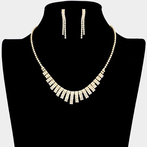 Fashion Gold Tone Rhinestone Necklace Set