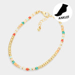 Fashion Gold Tone Beaded Anklet