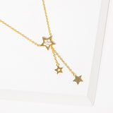 Fashion Gold Tone Rhinestone Star Necklace