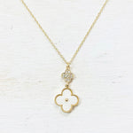 Fashion Gold Tone Double Quatrefoil Necklace