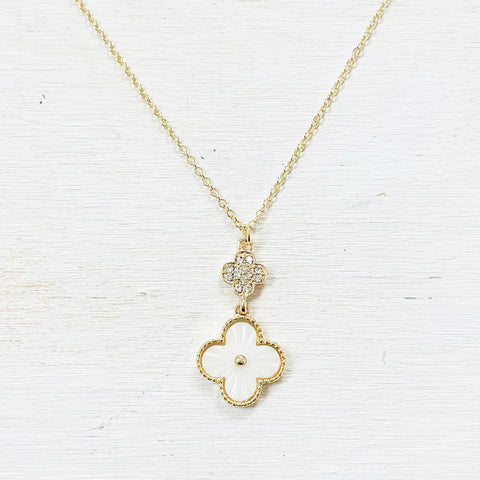 Fashion Gold Tone Double Quatrefoil Necklace