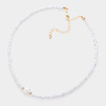 Fashion White Wood Beaded Necklace