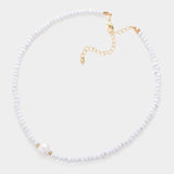 Fashion White Wood Beaded Necklace