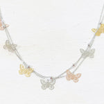 Fashion Tri Tone Butterfly Necklace