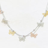 Fashion Tri Tone Butterfly Necklace