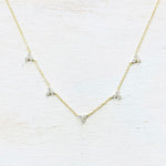 Sterling Silver Gold Plated CZ Cluster Station Necklace