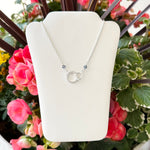 Sterling Silver CZ and Blue Crystal Double Circle Necklace