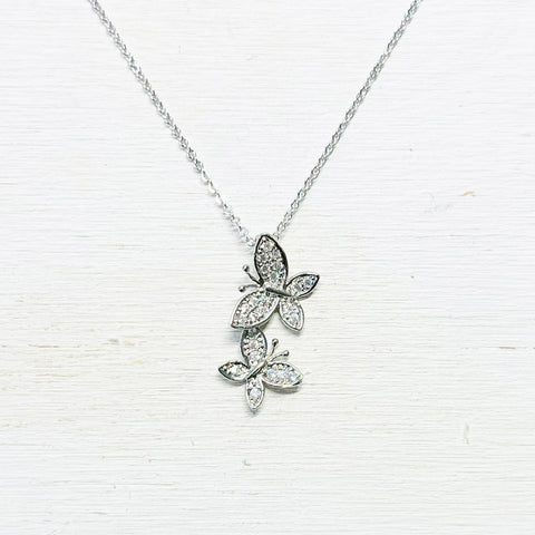 Fashion Silver Tone Butterfly Necklace