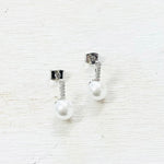 Fashion Silver Tone CZ Pearl Earrings
