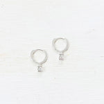 Sterling Silver CZ Huggie Dangle Hoops
