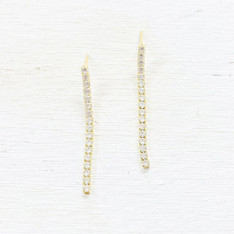 Sterling Silver Gold Plated CZ Drop Earrings