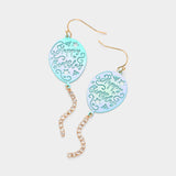 Fashion Blue Happy Birthday Balloon Dangle Earrings