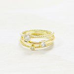 Sterling Silver Gold Plated CZ Triple Ring Stack