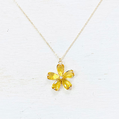 Fashion Gold Tone Yellow Flower Necklace