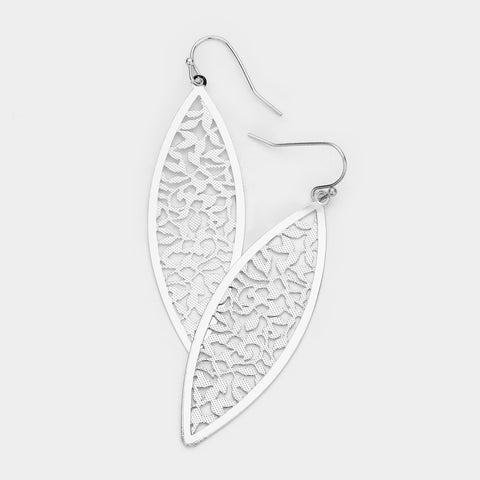 Fashion Silver Tone Cut Out Dangle Earrings