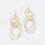 Fashion Gold Tone Multi Layered Oval Earrings