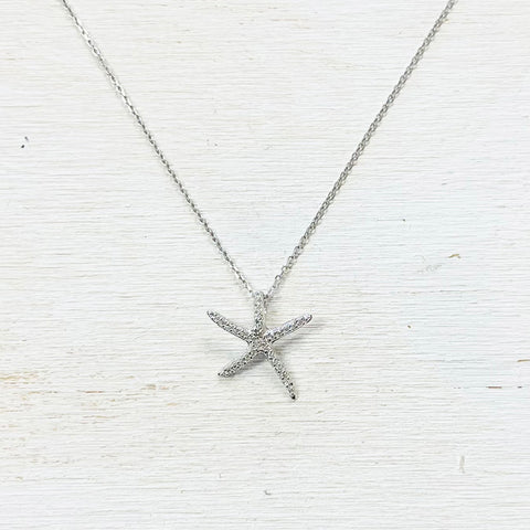 Sterling Silver CZ Starfish Necklace