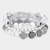 Fashion Silver Tone 3 Piece Stretch Bracelet Set