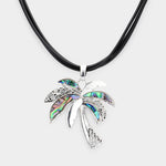 Fashion Abalone Palm Tree Cord Necklace Set