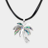 Fashion Abalone Palm Tree Cord Necklace Set