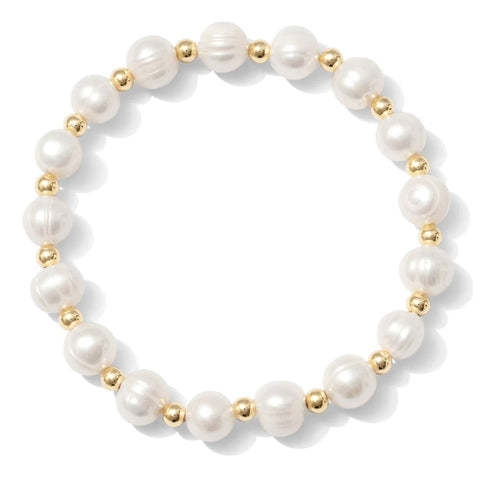 Gold Plated Pearl Stretch Bracelet