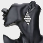Fashion Silver Tone Rhinestone Dangle Earrings