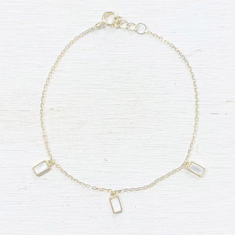 Sterling Silver Gold Plated White Stone Bracelet