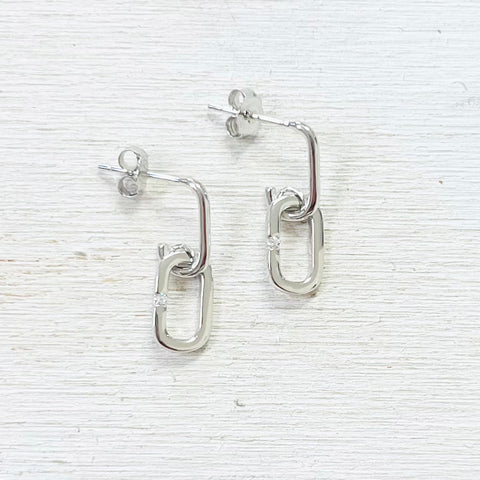 Sterling Silver Link Dangle Earrings