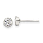 Sterling Silver 4mm CZ Bezel Studs