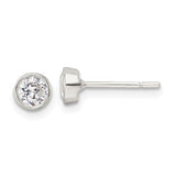 Sterling Silver 4mm CZ Bezel Studs