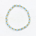 Gold Plated Beaded Stone Stretch Bracelet(Multiple Colors Available)