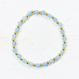 Gold Plated Beaded Stone Stretch Bracelet(Multiple Colors Available)