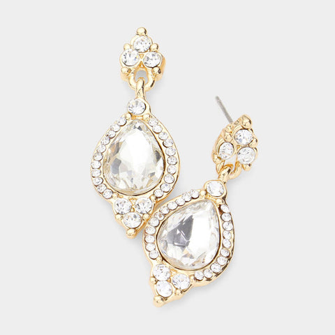 Fashion Rhinestone Teardrop Dangle Earrings