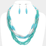 Fashion Turquoise Beaded Multi Layered Necklace Set