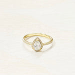 Sterling Silver Gold Plated CZ Teardrop Ring